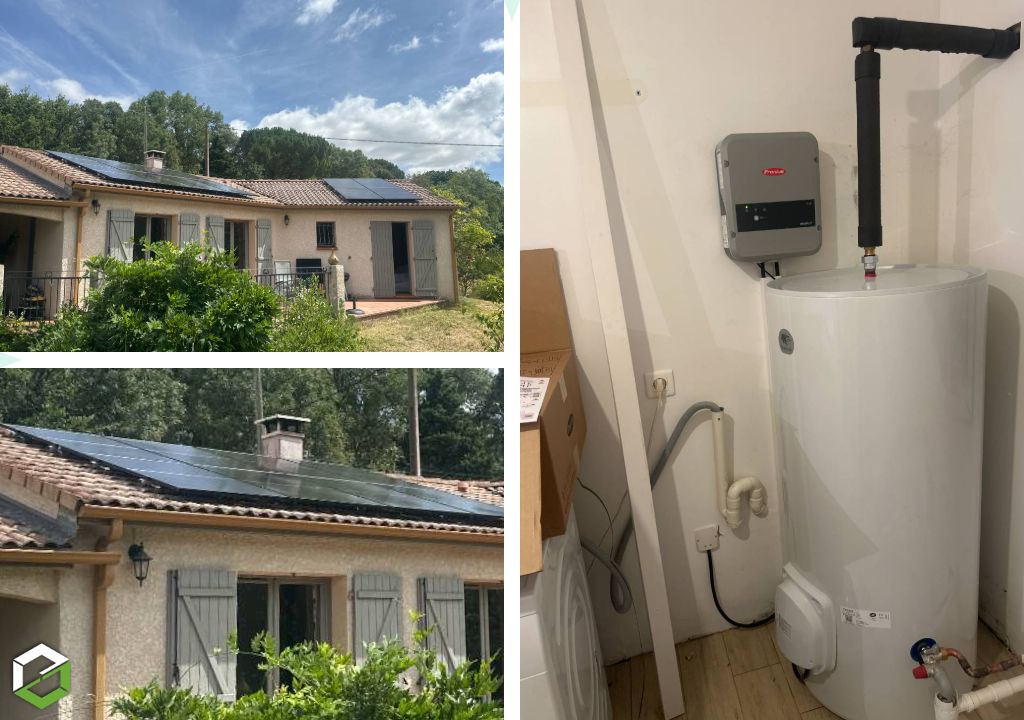 Installation photovoltaïque de 6 Kwc avec gestion d'eau chaude sanitaire et borne de recharge de véhicule électrique