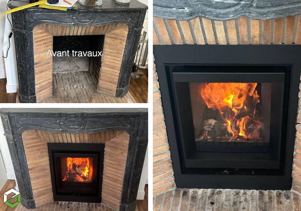 installation d'un insert stuv 6in 46x55 dans une petite cheminée existante - artisan certifié rge qualibois