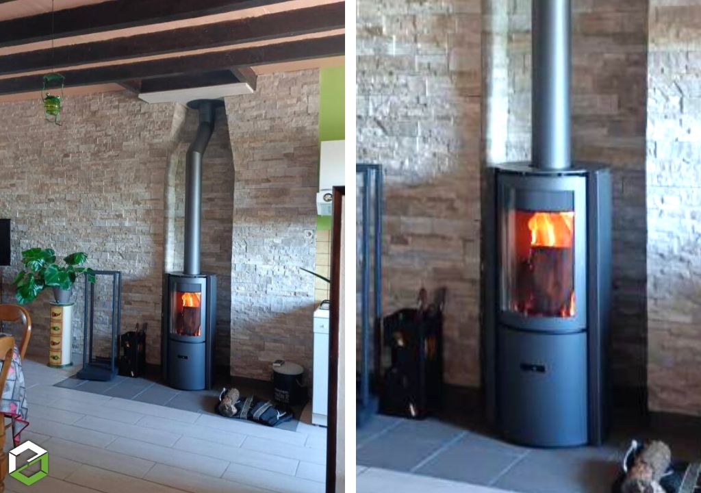 Remplacement d'une cheminée existante par un poêle à bois STUV 30 Compact 