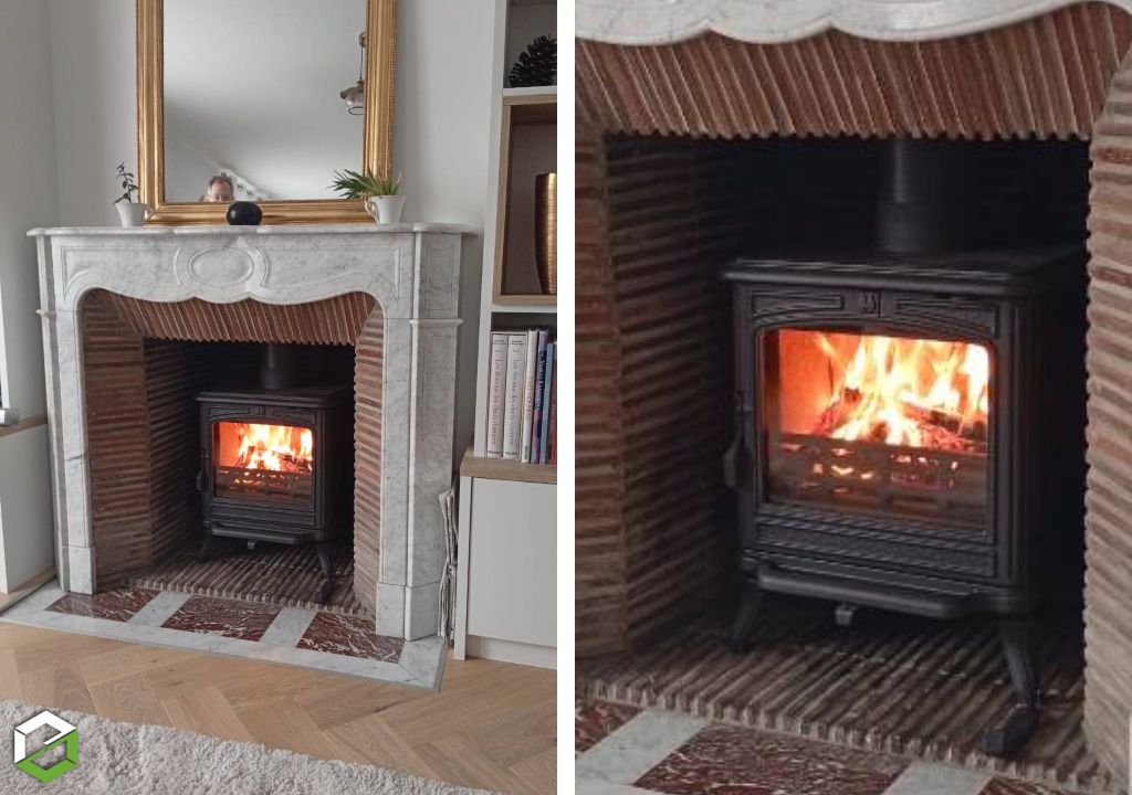 Consultez la chantier : installation d'un poêle à bois francobelge  mk2 dans une cheminée traditionnelle