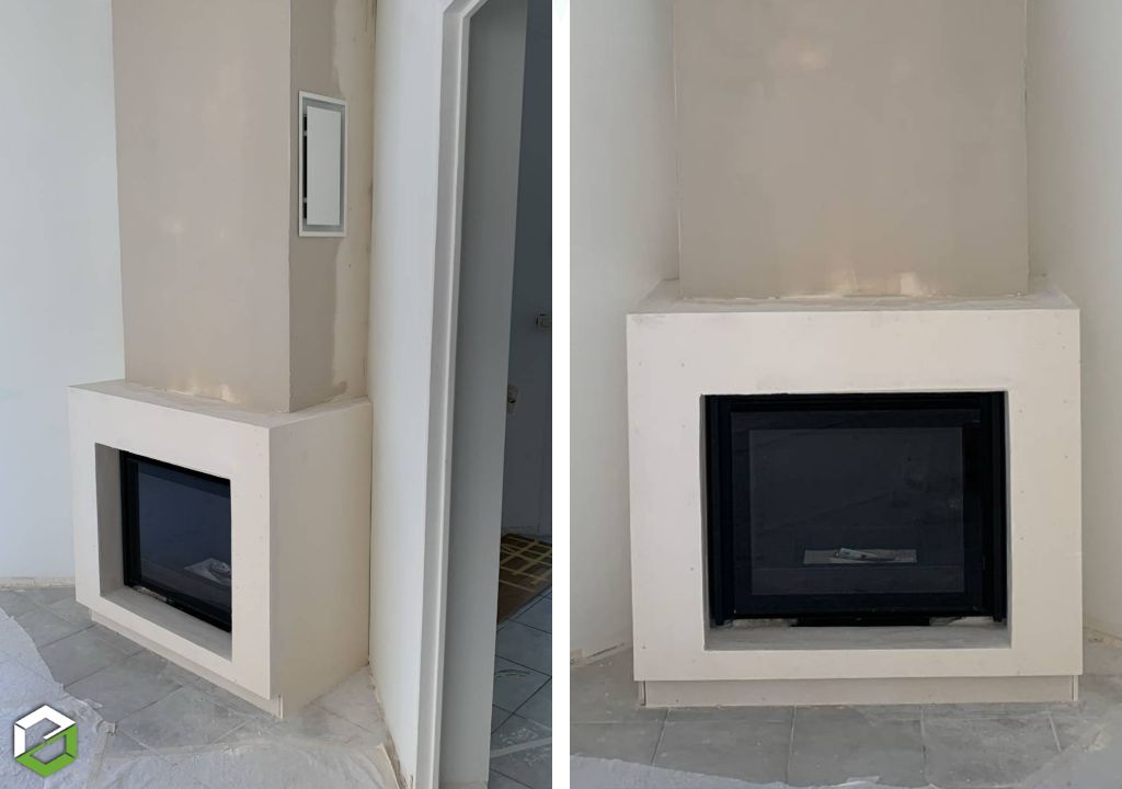 Création d'un trou à faux en angle avec foyer RUEGG HeatCube