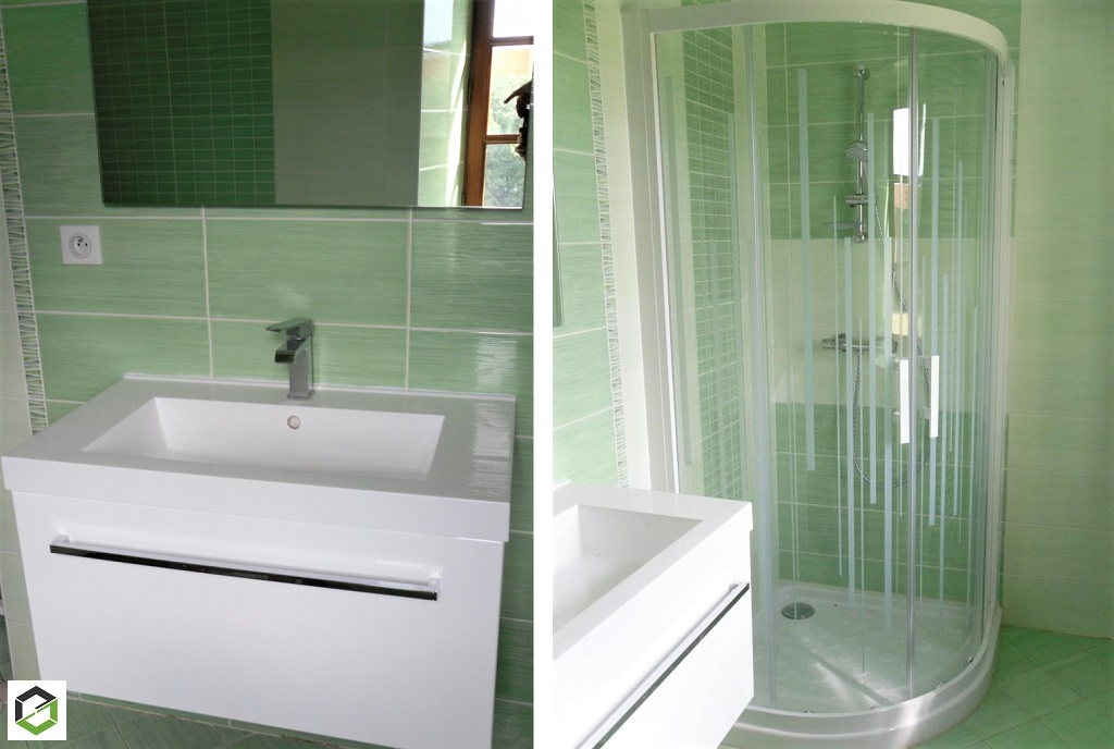 Aménagement salle de bain : douche et lavabo-Hautes Pyrénées (65)