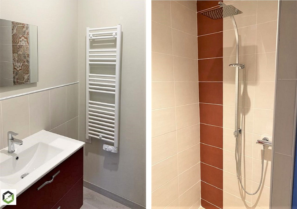 SAS THERMINOV : Création d'un espace de douche avec lavabo et radiateur sèche serviette