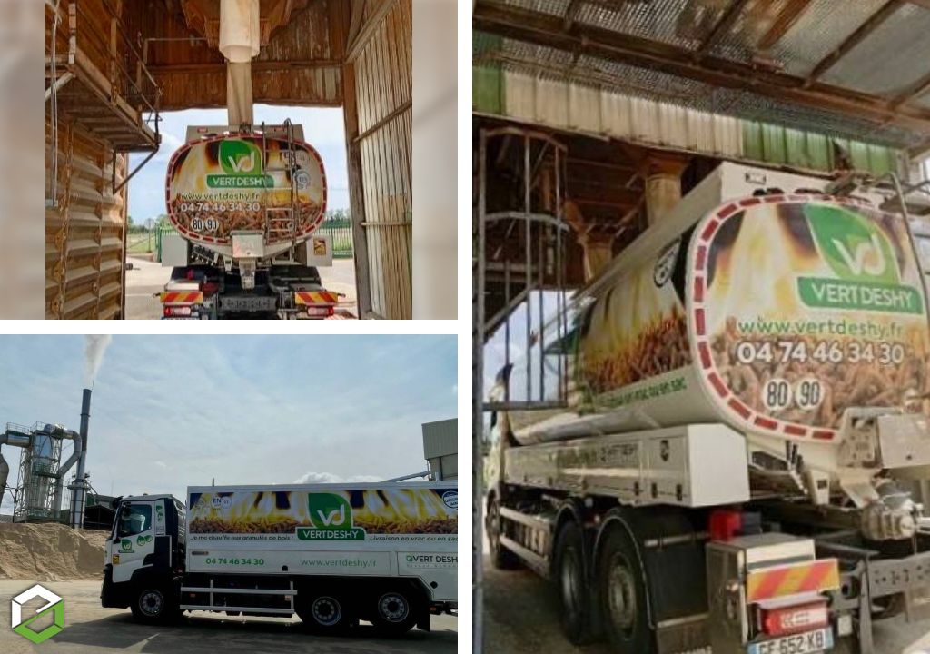 Granulés de bois en vrac livrés à domicile par camion souffleur