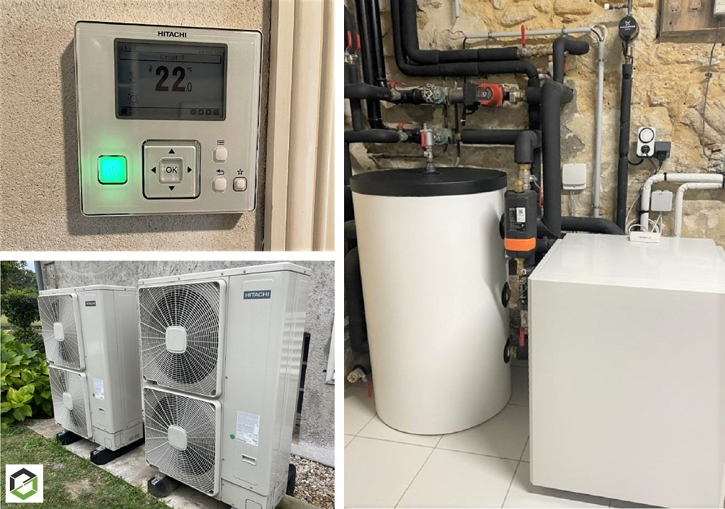 Installation d'une PAC air/eau de marque HITACHI - RGE QualiPAC
