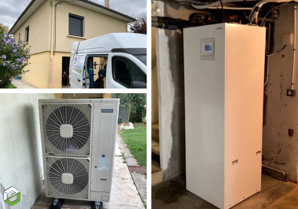 LES THERMICIENS GASCONS : Installation d'une pompe à chaleur Moyenne température avec ballon d'eau chaude intégré