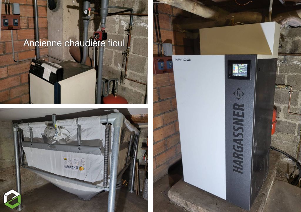 Remplacement chaudière fioul par chaudière granulés de bois (passage DPE de lettre F à D)