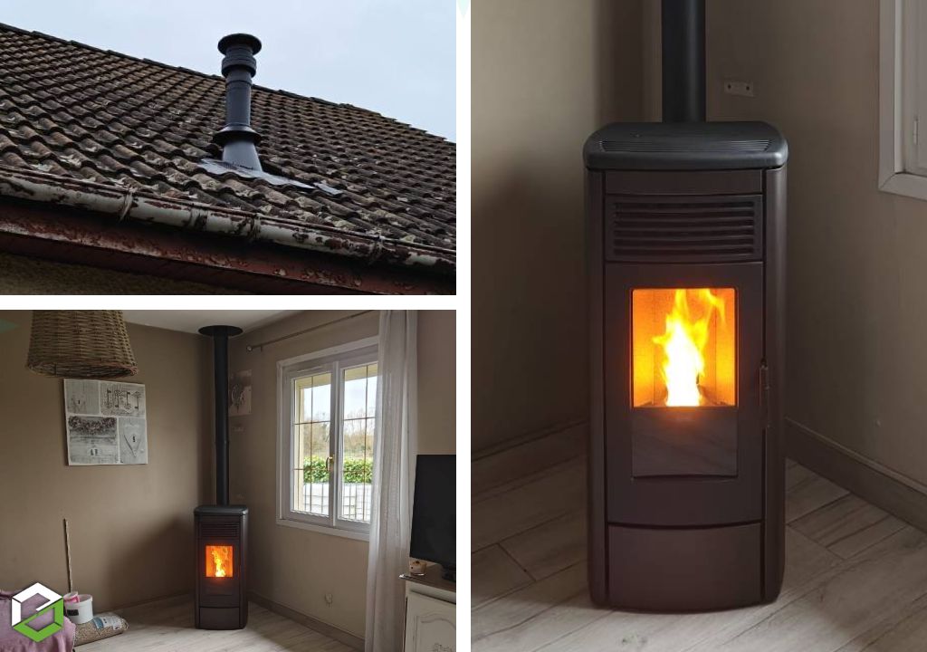 Pose poêle à granulés étanche KLOVER en ventouse verticale