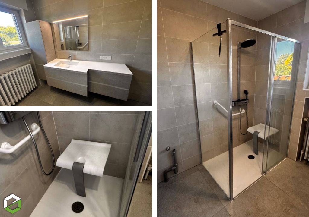 Rénovation d'une salle de bain équipée d'une douche PMR