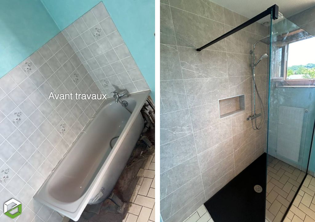 Remplacement d'une baignoire par une douche