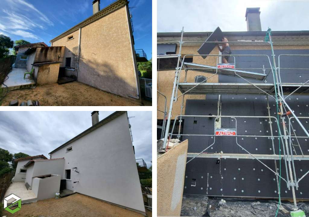 Isolation thermique par extérieur ITE sur une maison d'habitation
