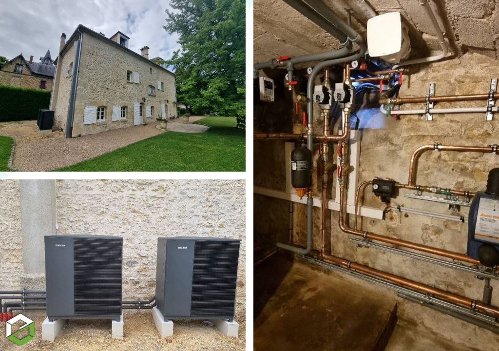 Installation de deux pompes à chaleur air/eau en cascade en remplacement d'une chaudière fioul-Val d'Oise (95)