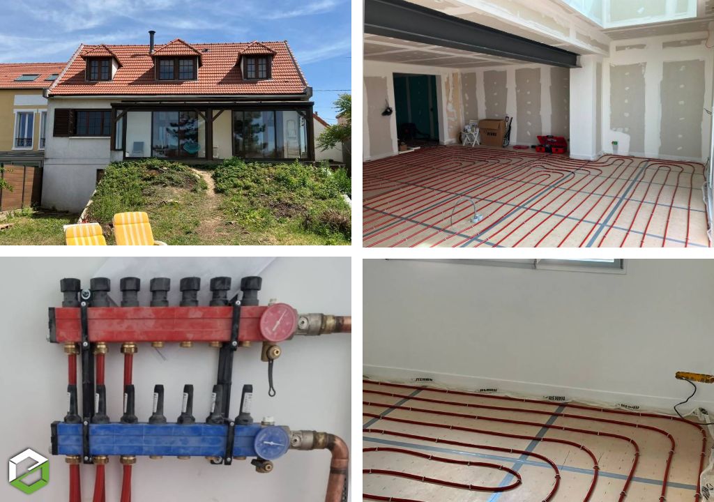 Installation d'un plancher chauffant et rafraîchissant Rehau