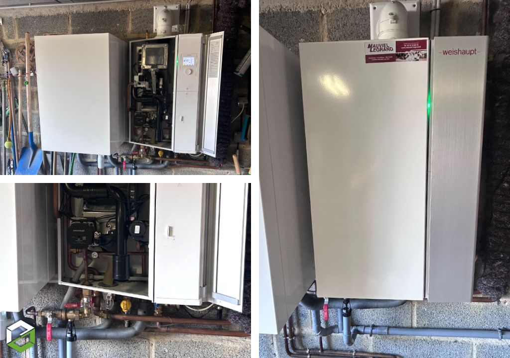 Consultez la chantier : installation d'une chaudière gaz à condensation weishaupt compatible gaz vert