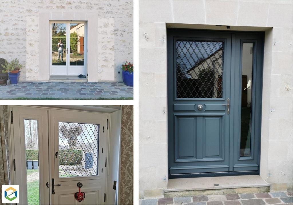 Pose porte entrée bois