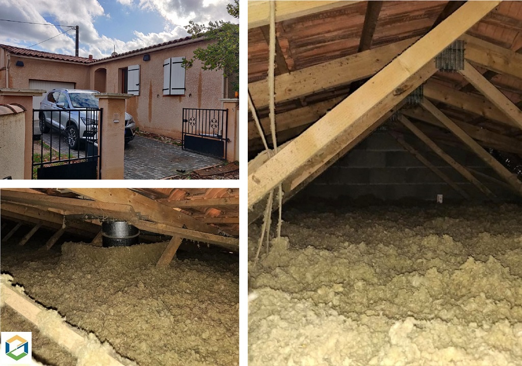 Consultez la chantier : isolation de combles en laine de roche r=7.5