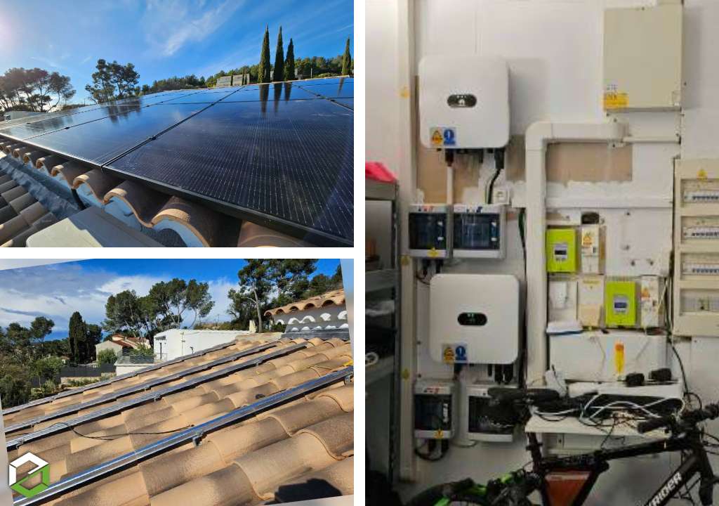 Pose panneaux solaires Trina solar avec batterie virtuelle et onduleur chargeur hybride Huawei