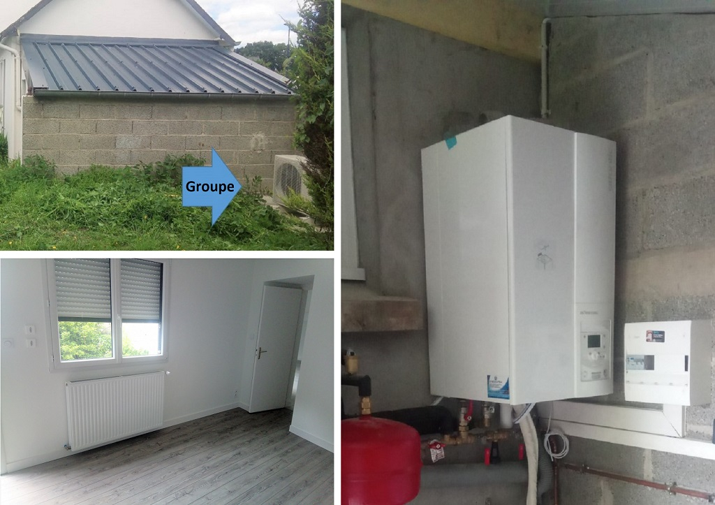 installation d'une pompe à chaleur ( pac )  air/eau, radiateurs et electricité 
