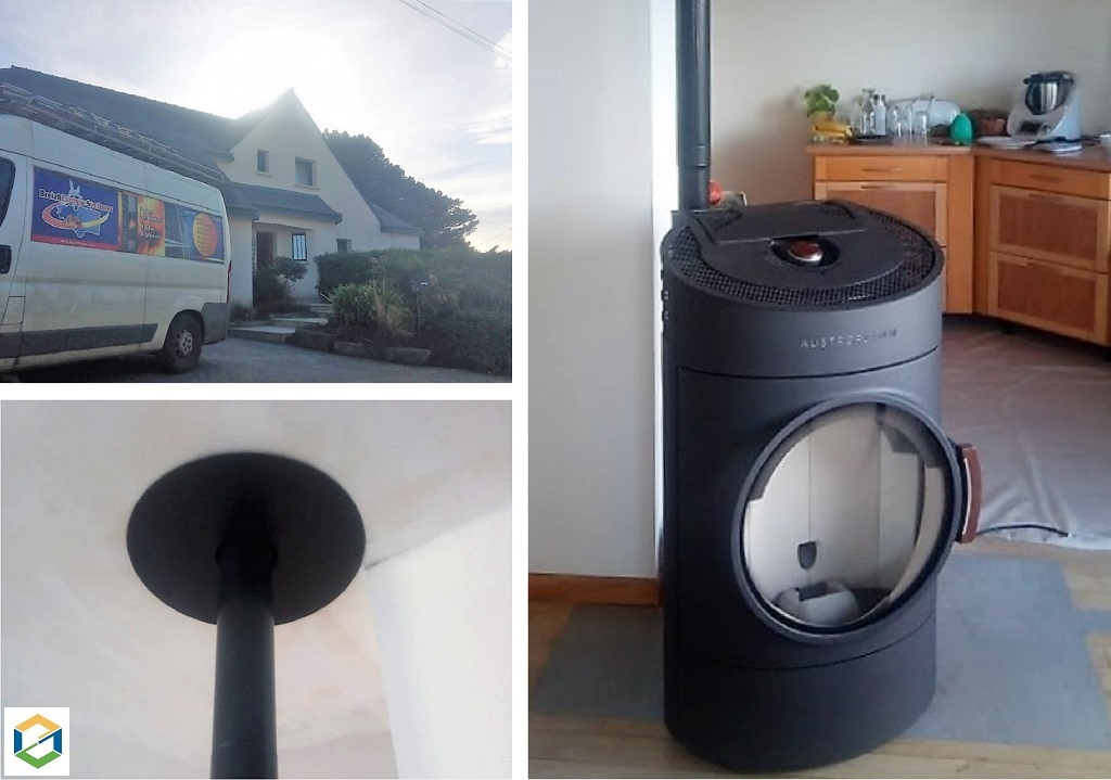 Consultez la chantier : installation d'un poêle à granulés clou pellets 10 kw austroflamm