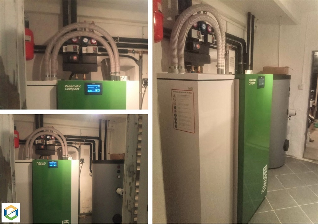 Installation d'une chaudière à granulés OKOFEN - Pellematic  Compact 10 KW + ECS ( Eau Chaude Sanitaire)