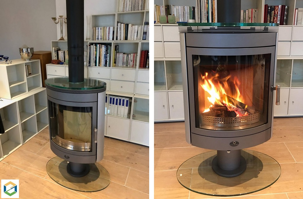 Installation d'un poêle à bois MAX BLANK - Modèle Méga Elegance Pivotant
