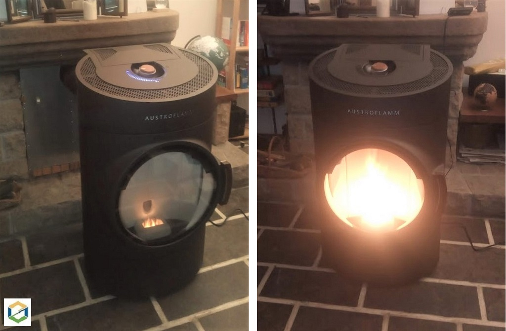 Installation d'un poêle à granulés AUSTROFLAMM - Modèle CLOU Pellets