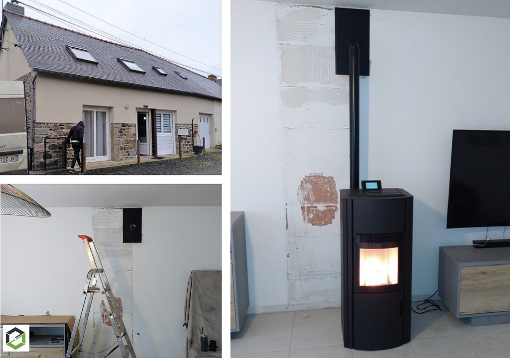 Installation d'un poêle à granulés AUSTROFLAMM - Modèle Polly 2.0