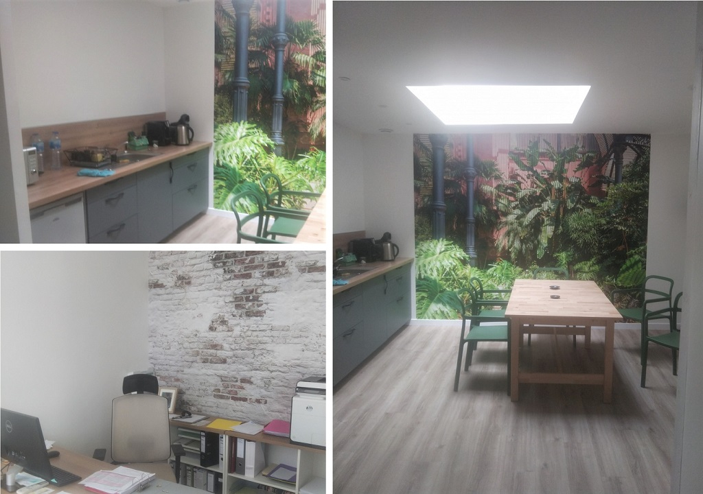 pose de tapisserie dans des bureaux professionnels