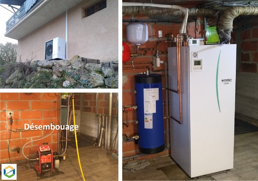 Consultez la chantier : installation pompe à chaleur mitsubishi ecodan avec production d'eau chaude