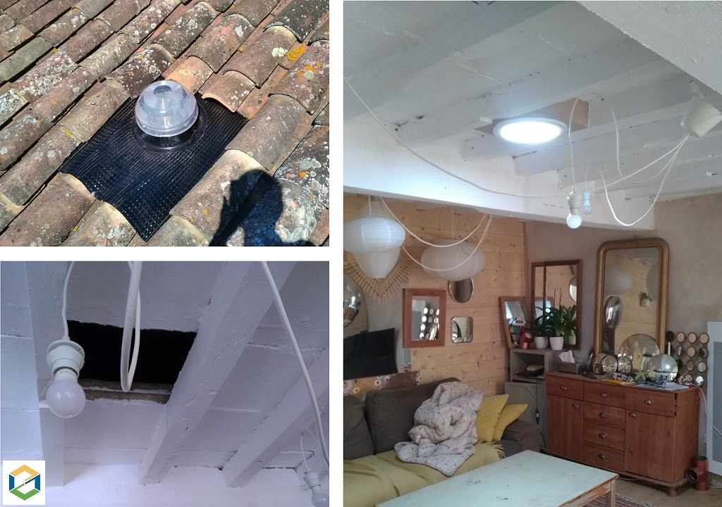 Consultez la chantier : pose puit de lumière solatube