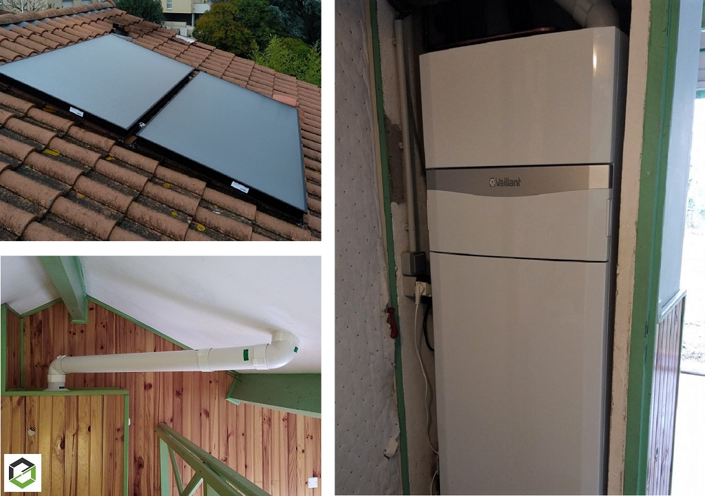 Consultez la chantier : pose chaudière gaz avec chauffe eau solaire vaillant auro compact