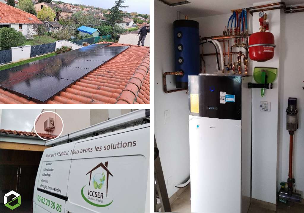 Pose d'une pompe à chaleur (PAC) gainable Daikin et de panneaux photovoltaïques - Entreprise RGE QualiPAC et QualiPV