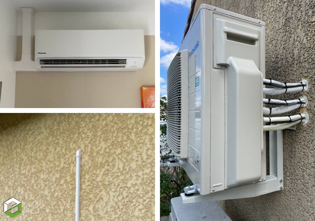 Consultez la chantier : pose d'une pompe à chaleur (pac) panasonic tz air/air type trisplit pour chauffage et climatisation - entreprise rge qualipac