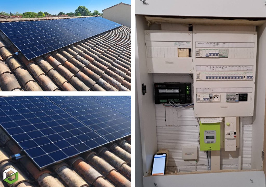 Pose de panneaux photovoltaïques 425 W Sunpower Maxeon 6 avec micro onduleurs IQ7 Enphase et boîtier de communication Envoy-S