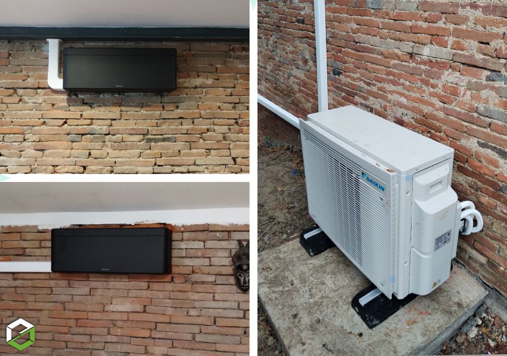 pose d'une pompe à chaleur air air, climatisation réversible pour le chauffage et le rafraîchissement - rge qualipac