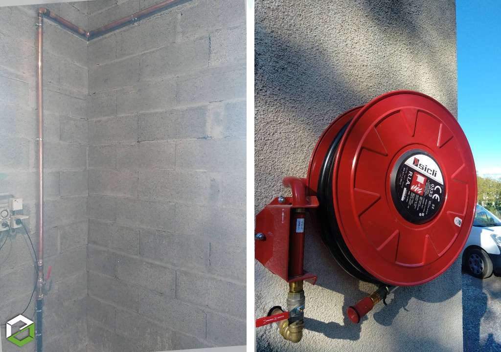 Mise en place d'un robinet d'incendie armé RIA