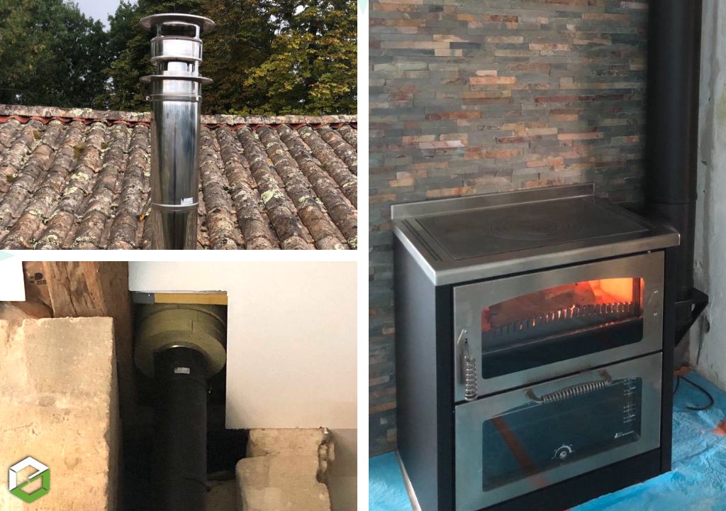 Installateur de cuisinière bois Demanincor d8 maxi avec conduit de fumée