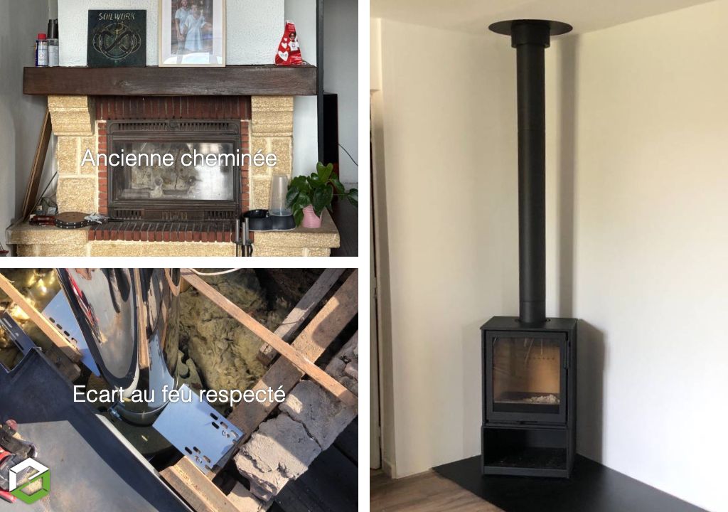 Démolition de Cheminée et Installation d’un Poêle à Bois Contura 210