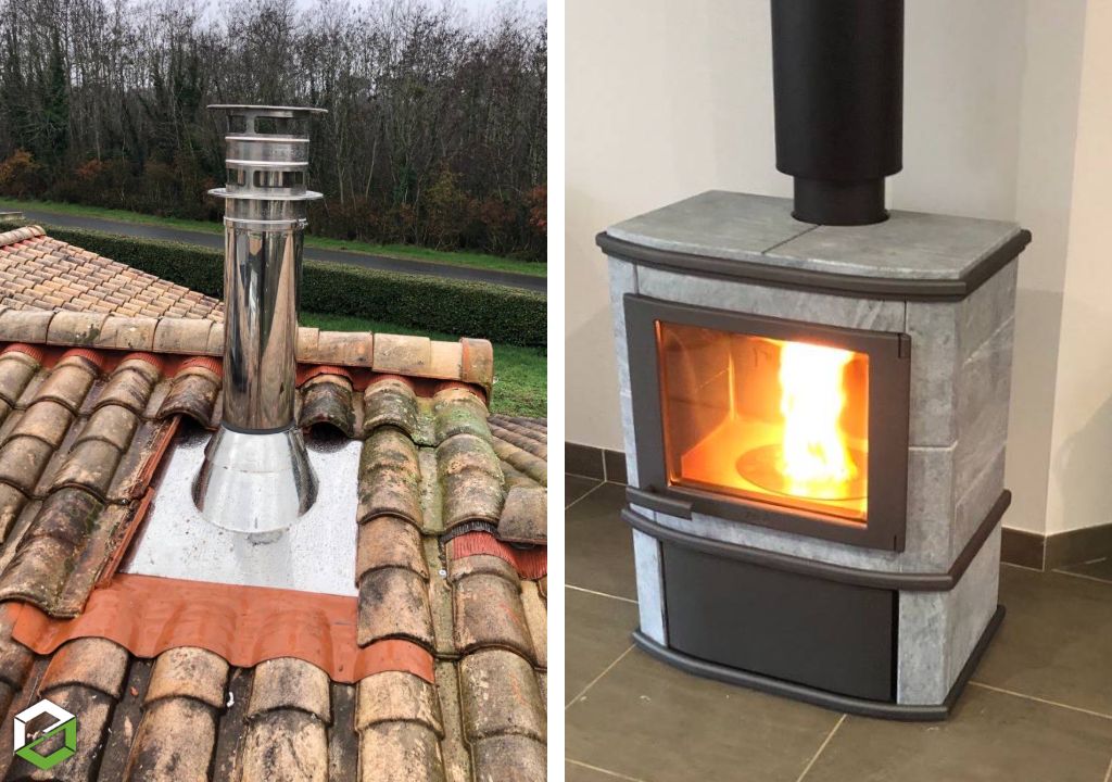 Installation d’un Poêle à Granulés Altech Grande Nobles Sans Électricité en Secours de Pompe à Chaleur 