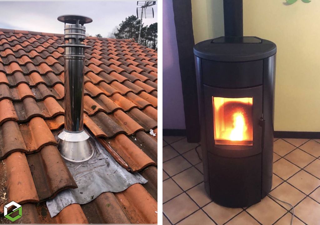 installation d'un poêle à granulés Ravelli avec création de conduit