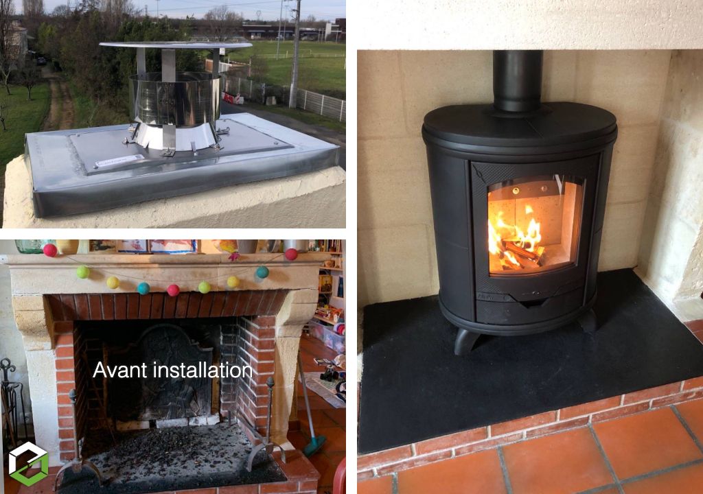 Chaleur Nordique installe un poêle Altech Eclips Basis dans cheminée bordelaise rénovée à Latresne