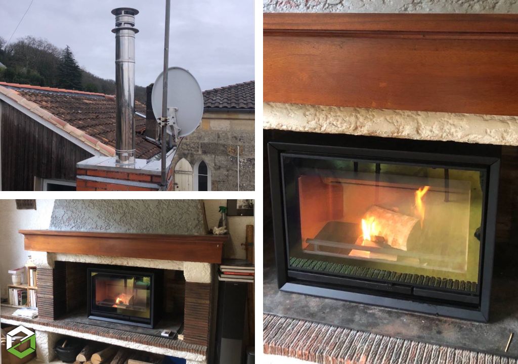 Installation d’un insert poêle à bois Contura 330G dans une cheminée ancienne-Gironde (33)