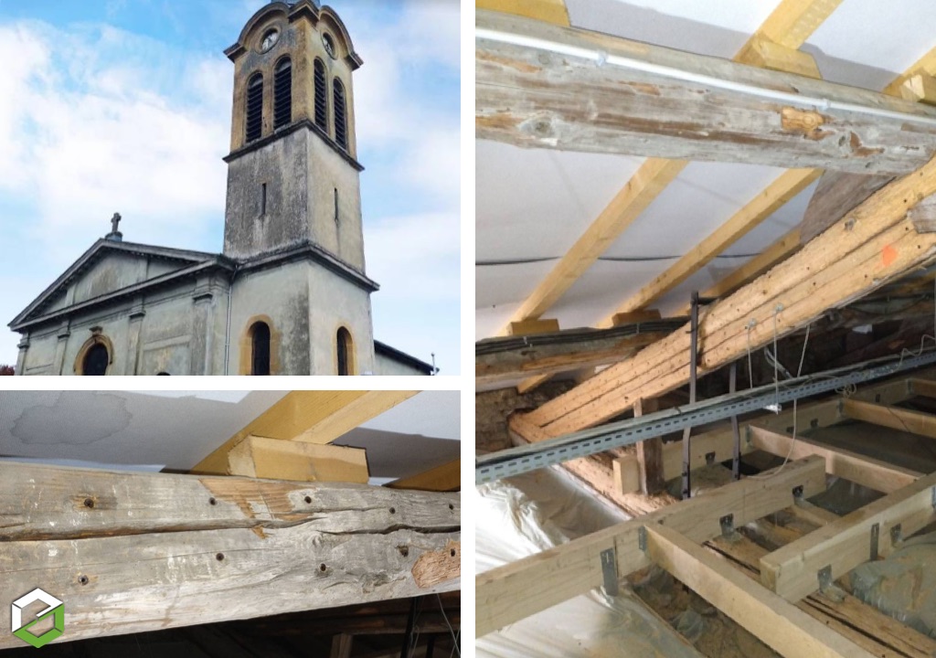 Consultez la chantier : charpentes déteriorées dans une église - entreprise rge qualibat ctba+