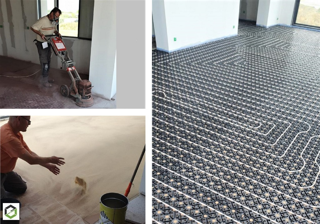 Consultez la chantier : pose d'un plancher chauffant de faible de épaisseur spécial rénovation 