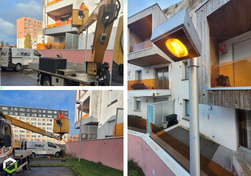Consultez la chantier : remplacement d'ampoules sur lampadaires de parking