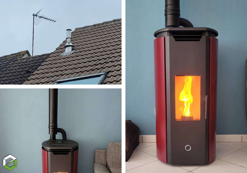 Installation d'un poêle à granulés de bois Edilkamin