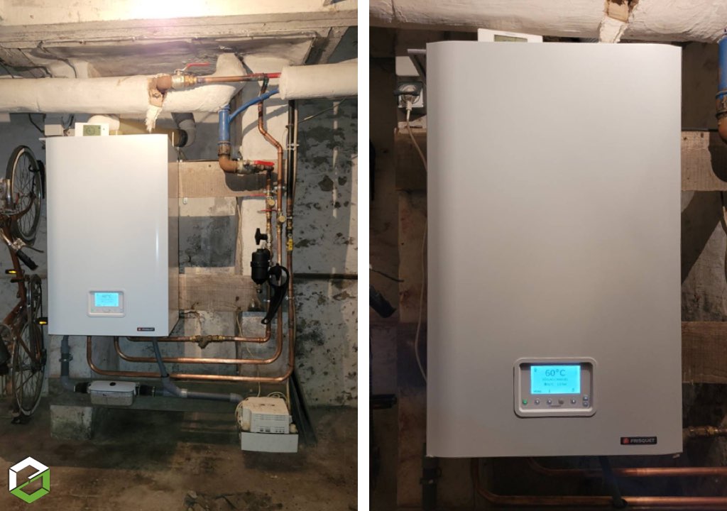Consultez la chantier : installation d'une chaudière gaz condensation frisquet hydromotrix