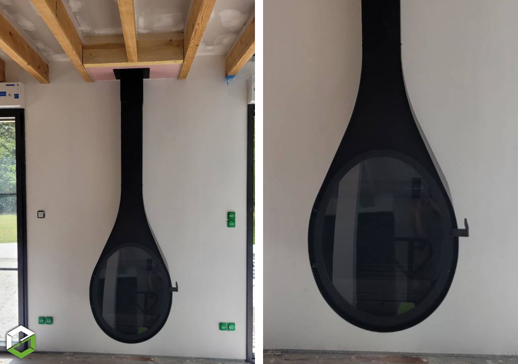 Installation d'un poêle à bois suspendu