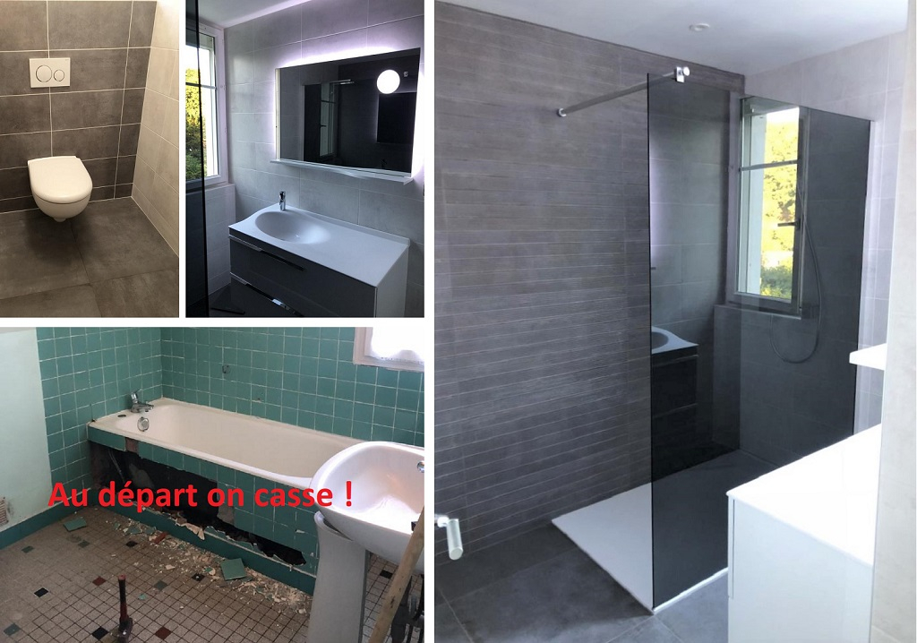 Consultez la chantier : rénovation complète d'une salle de bains et d'un wc 