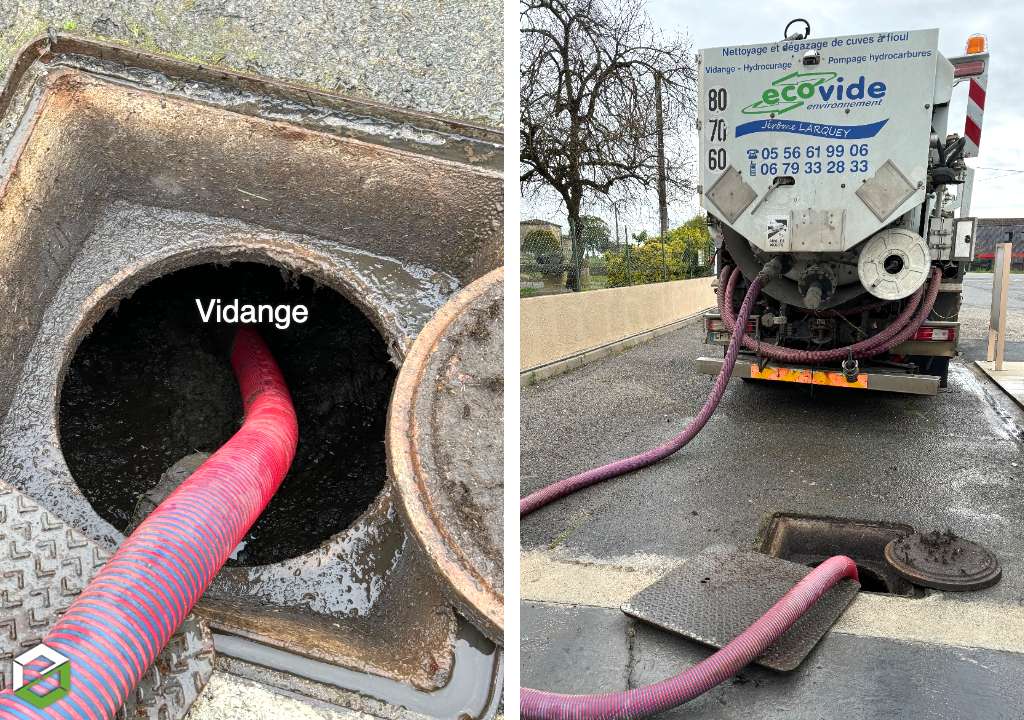 Consultez la chantier : vidange et nettoyage d'un séparateur d'hydrocarbure sur une piste de lavage